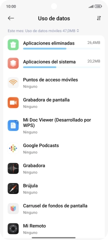 El consumo total de datos del período seleccionado aparece ahora en la pantalla. El consumo total de datos del período seleccionado aparece ahora en la pantalla.