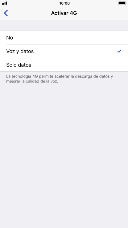 Si deseas desactivar el uso de 4G, pulsa No. Si deseas desactivar el uso de 4G, pulsa No.