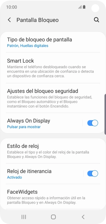 Pulsa Tipo de bloqueo de pantalla e introduce el código de seguridad actual. Pulsa Tipo de bloqueo de pantalla e introduce el código de seguridad actual.