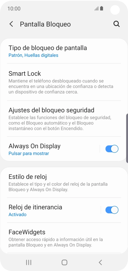 Pulsa Tipo de bloqueo de pantalla e introduce el código de seguridad actual. Pulsa Tipo de bloqueo de pantalla e introduce el código de seguridad actual.