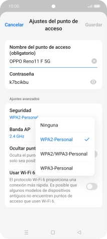 Pulsa WPA3-Personal para proteger la conexión wifi con una contraseña. Pulsa WPA3-Personal para proteger la conexión wifi con una contraseña.