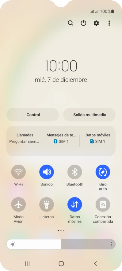 Pulsa el icono de datos móviles para activar o desactivar la función.