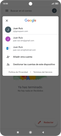 Pulsa la cuenta de correo electrónico deseada. Pulsa la cuenta de correo electrónico deseada.
