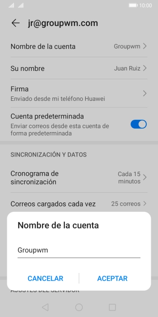 Introduce el nombre de la cuenta y pulsa ACEPTAR. Introduce el nombre de la cuenta y pulsa ACEPTAR.
