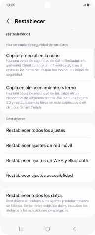 Pulsa Restablecer todos los datos. Pulsa Restablecer todos los datos.