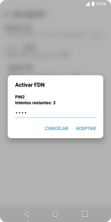 Introduce el código PIN2 y pulsa ACEPTAR.