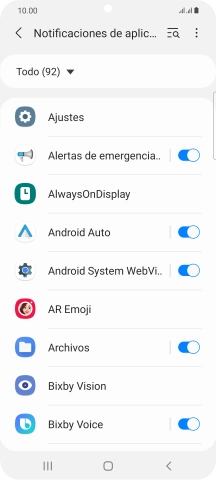 Pulsa el indicador junto a las apps deseadas para activar o desactivar la función. Pulsa el indicador junto a las apps deseadas para activar o desactivar la función.