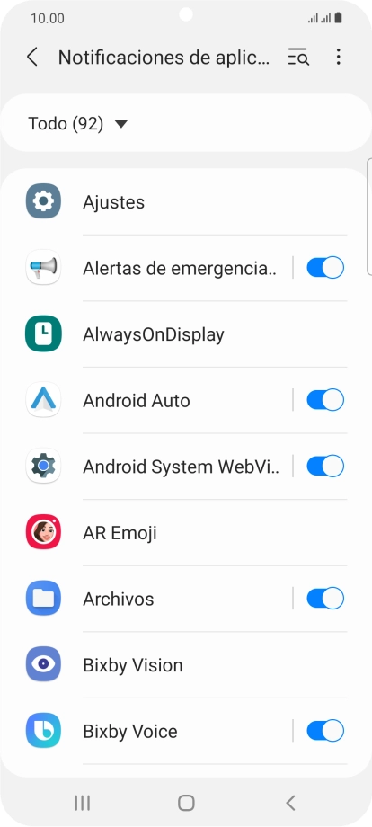 Pulsa el indicador junto a las apps deseadas para activar o desactivar la función. Pulsa el indicador junto a las apps deseadas para activar o desactivar la función.