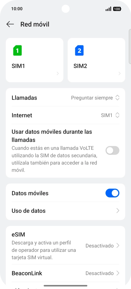 Pulsa la SIM de la línea móvil deseada. Pulsa la SIM de la línea móvil deseada.
