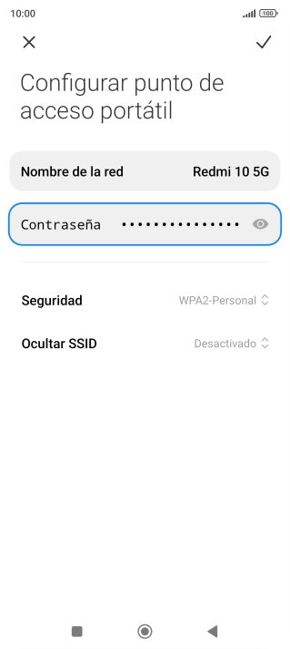 Pulsa Nombre de la red e introduce el nombre deseado de la conexión wifi Pulsa Nombre de la red e introduce el nombre deseado de la conexión wifi