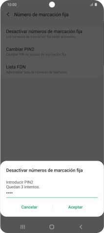 Introduce el código PIN2 y pulsa Aceptar.