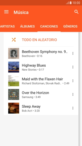 Pulsa el archivo de música deseado. Pulsa el archivo de música deseado.
