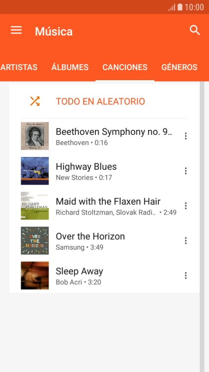 Pulsa el archivo de música deseado. Pulsa el archivo de música deseado.