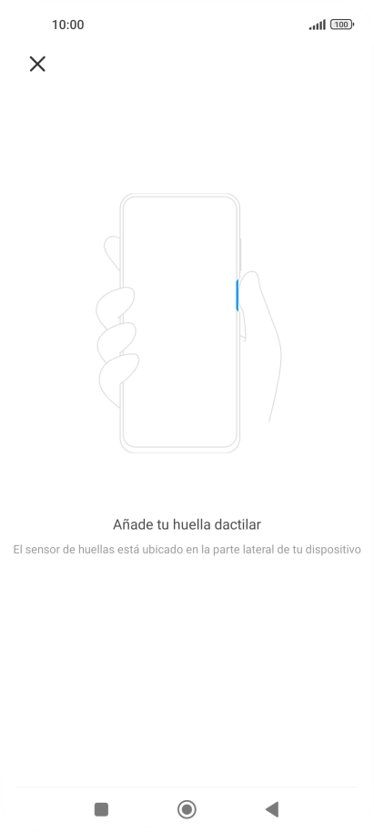 Sigue las indicaciones de la pantalla para crear una huella digital como código de seguridad. Sigue las indicaciones de la pantalla para crear una huella digital como código de seguridad.