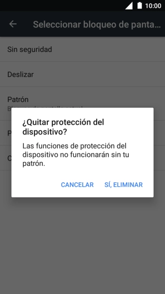 Pulsa SÍ ELIMINAR.