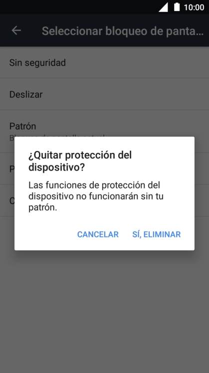 Pulsa SÍ ELIMINAR.