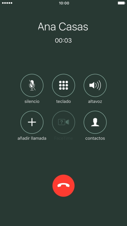 Pulsa el icono de finalizar llamadas para colgar.