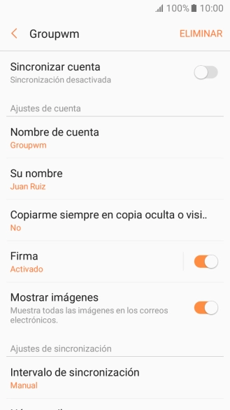 Pulsa Sincronizar cuenta para activar la función.