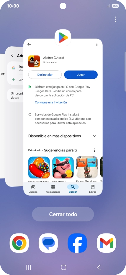 Para cerrar una sola aplicación en ejecución, desliza el dedo hacia arriba sobre la aplicación deseada. Para cerrar una sola aplicación en ejecución, desliza el dedo hacia arriba sobre la aplicación deseada.