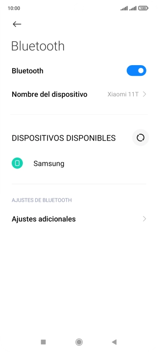 Pulsa el dispositivo Bluetooth deseado y sigue las indicaciones de la pantalla para vincular el dispositivo al teléfono. Pulsa el dispositivo Bluetooth deseado y sigue las indicaciones de la pantalla para vincular el dispositivo al teléfono.