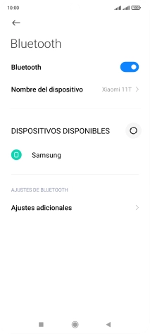 Pulsa el dispositivo Bluetooth deseado y sigue las indicaciones de la pantalla para vincular el dispositivo al teléfono. Pulsa el dispositivo Bluetooth deseado y sigue las indicaciones de la pantalla para vincular el dispositivo al teléfono.