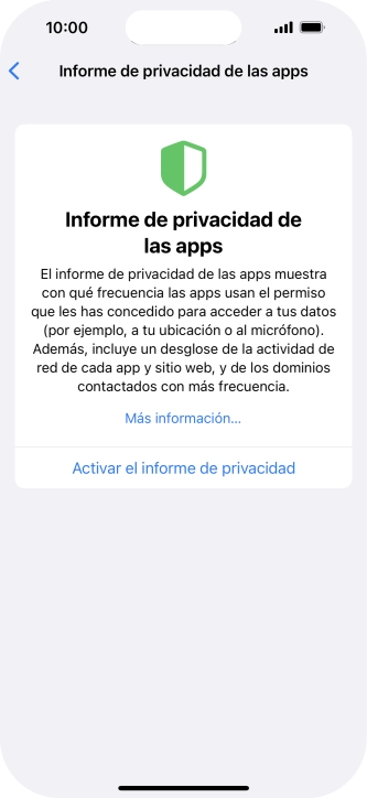Pulsa Activar el informe de privacidad para activar la función. Pulsa Activar el informe de privacidad para activar la función.