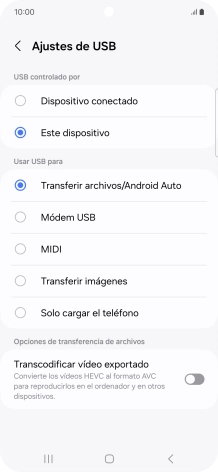 Pulsa Transferir archivos/Android Auto. Pulsa Transferir archivos/Android Auto.