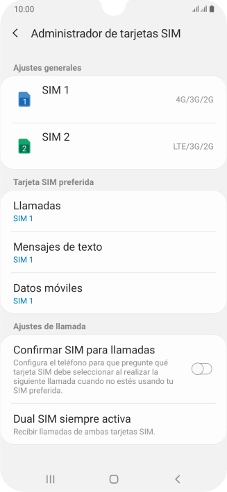 Pulsa la tarjeta SIM deseada. Pulsa la tarjeta SIM deseada.