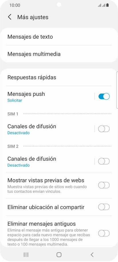 Pulsa Mensajes de texto. Pulsa Mensajes de texto.
