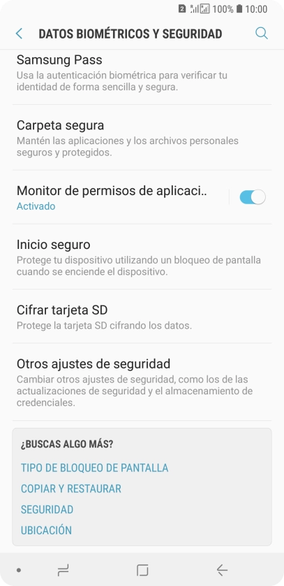 Pulsa Otros ajustes de seguridad. Pulsa Otros ajustes de seguridad.
