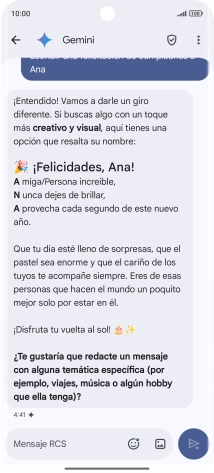 La propuesta de texto de Gemini se visualiza ahora en la pantalla. La propuesta de texto de Gemini se visualiza ahora en la pantalla.