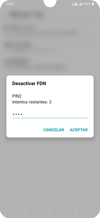 Introduce el código PIN2 y pulsa ACEPTAR. Introduce el código PIN2 y pulsa ACEPTAR.