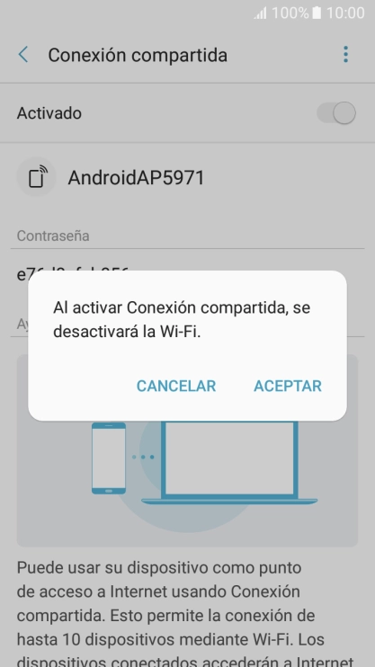 Si la función de wifi está activada, pulsa ACEPTAR. Si la función de wifi está activada, pulsa ACEPTAR.
