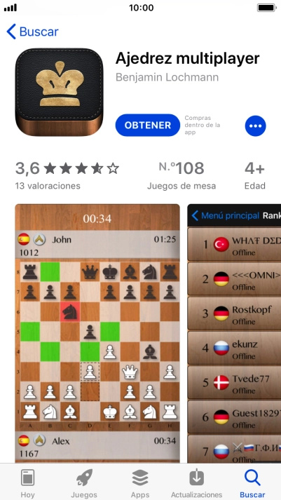 Pulsa OBTENER y sigue las indicaciones de la pantalla para instalar la app. Pulsa OBTENER y sigue las indicaciones de la pantalla para instalar la app.