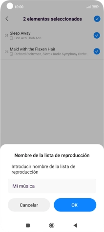 Introduce el nombre deseado de la lista de reproducción y pulsa OK. Introduce el nombre deseado de la lista de reproducción y pulsa OK.