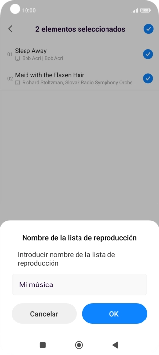 Introduce el nombre deseado de la lista de reproducción y pulsa OK. Introduce el nombre deseado de la lista de reproducción y pulsa OK.