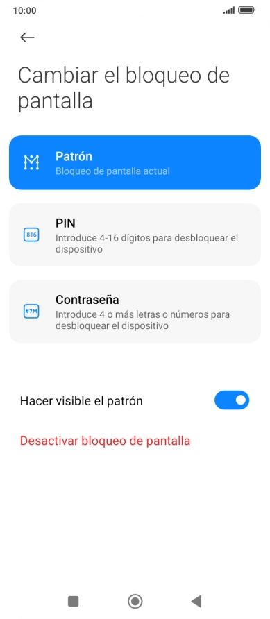 Pulsa Desactivar bloqueo de pantalla e introduce el código de seguridad extra que has creado anteriormente. Pulsa Desactivar bloqueo de pantalla e introduce el código de seguridad extra que has creado anteriormente.