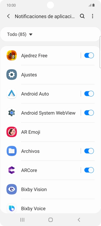 Pulsa el indicador junto a las apps deseadas para activar o desactivar la función. Pulsa el indicador junto a las apps deseadas para activar o desactivar la función.