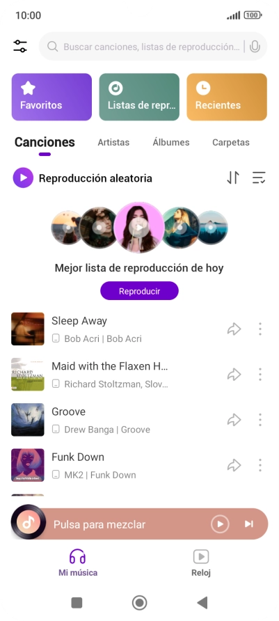Pulsa el archivo de música deseado. Pulsa el archivo de música deseado.