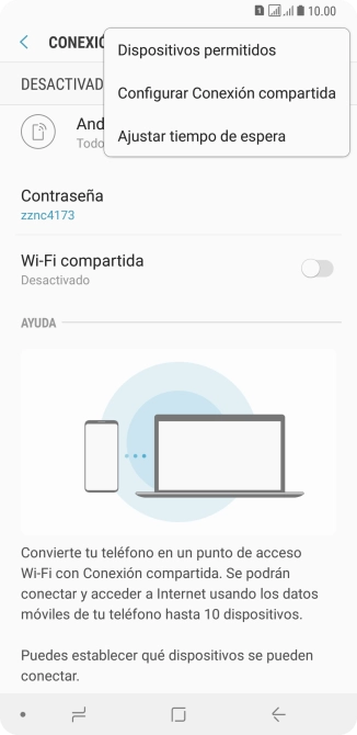 Pulsa Configurar Conexión compartida. Pulsa Configurar Conexión compartida.