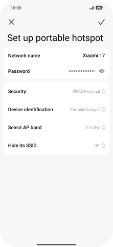 Press Network name and key in the required name for the Wi-Fi hotspot.