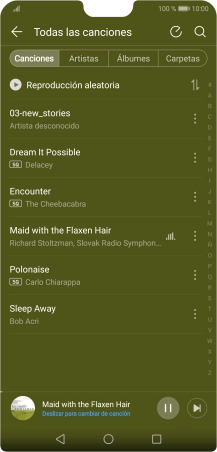 Pulsa el título de la canción en la parte inferior de la pantalla. Pulsa el título de la canción en la parte inferior de la pantalla.