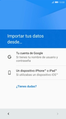 Pulsa la opción deseada y sigue las indicaciones de la pantalla para transferir contenido desde el otro teléfono y finalizar la activación de tu teléfono. Pulsa la opción deseada y sigue las indicaciones de la pantalla para transferir contenido desde el otro teléfono y finalizar la activación de tu teléfono.