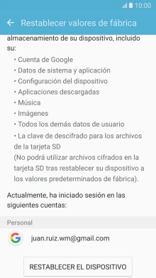 Pulsa RESTABLECER EL DISPOSITIVO. Pulsa RESTABLECER EL DISPOSITIVO.