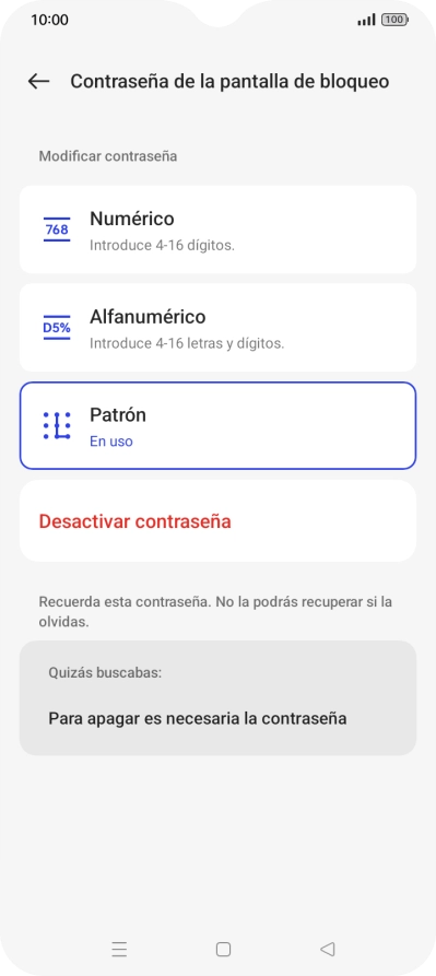 Pulsa Desactivar contraseña.