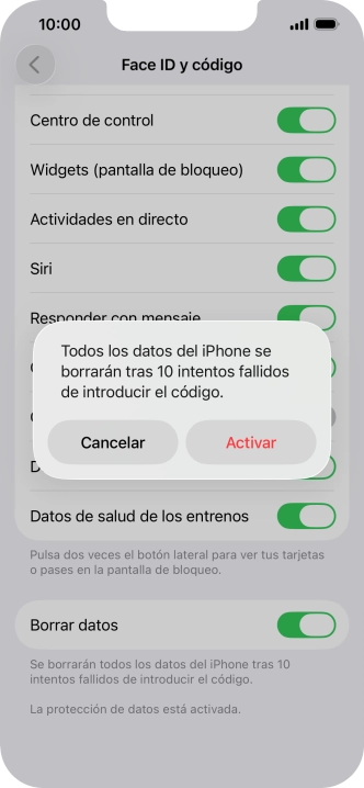 Si activas la función, pulsa Activar. Si activas la función, pulsa Activar.