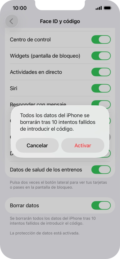 Si activas la función, pulsa Activar. Si activas la función, pulsa Activar.