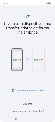 Sigue las indicaciones de la pantalla para transferir contenido desde el otro teléfono y finalizar la activación de tu teléfono. Sigue las indicaciones de la pantalla para transferir contenido desde el otro teléfono y finalizar la activación de tu teléfono.