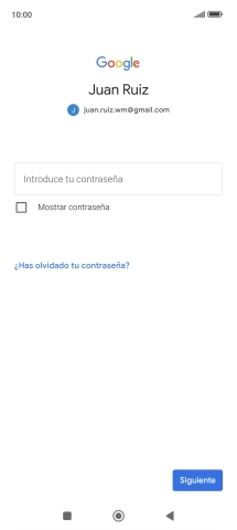 Pulsa Introduce tu contraseña e introduce la contraseña de tu cuenta de Google. Pulsa Introduce tu contraseña e introduce la contraseña de tu cuenta de Google.