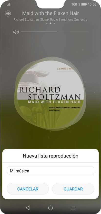 Introduce el nombre deseado de la lista de reproducción y pulsa GUARDAR. Introduce el nombre deseado de la lista de reproducción y pulsa GUARDAR.